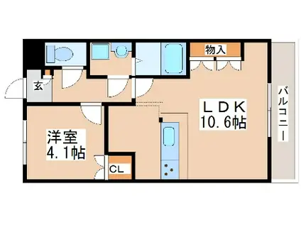 EMERAUDE(1LDK/1階)の間取り写真