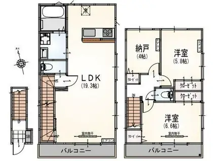 LA RESIDENCE CHIC(2SLDK/2階)の間取り写真