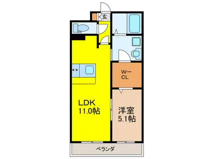パークレジデンス汐路町(1LDK/2階)の間取り写真