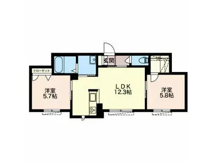 ALEGRIA E(2LDK/1階)の間取り写真