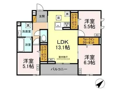 CLASSEUM都賀(3LDK/2階)の間取り写真