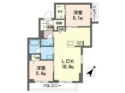 カーサレジオ新川崎(2LDK/3階)の間取り写真