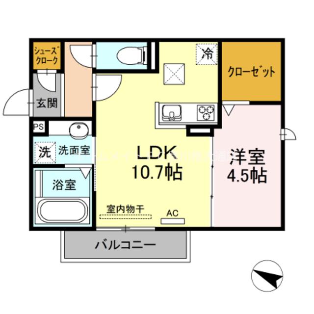NOBLE 駅前通(1LDK/1階)の間取り写真