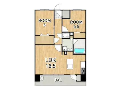 エステムコート大津におの浜(2LDK/5階)の間取り写真