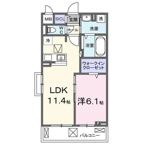 ノルド フィウーメ(1LDK/1階)の間取り写真