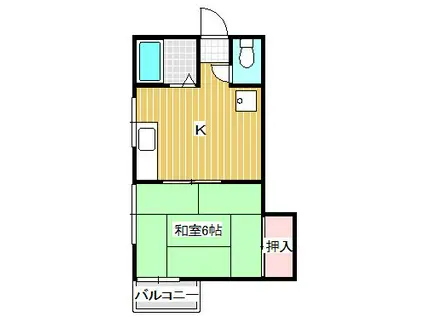 コーポ桂(1DK/2階)の間取り写真