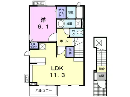 ジュネス コリーヌ(1LDK/2階)の間取り写真