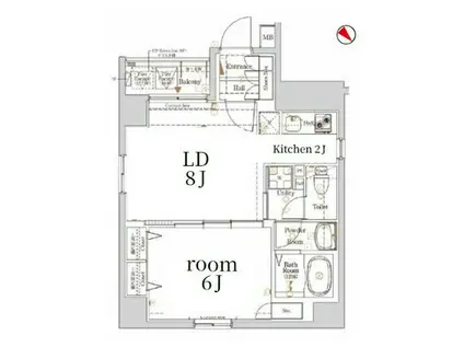 ログ銀座東(1LDK/2階)の間取り写真