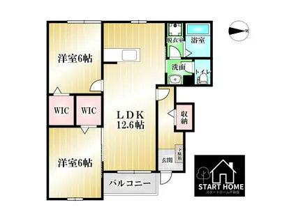 アドマーニ(2LDK/1階)の間取り写真