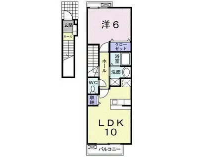 カーサフレイズA(1LDK/2階)の間取り写真