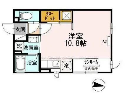 メープルヒル(1K/1階)の間取り写真
