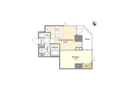 リアン西五反田(1LDK/9階)の間取り写真