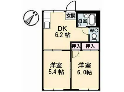 セフィラハイツ(2DK/1階)の間取り写真