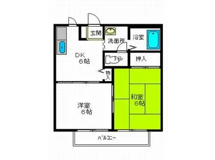 コモンシティYS A(2DK/2階)の間取り写真