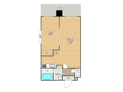 SGB浜町(1LDK/3階)の間取り写真