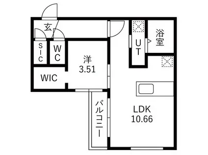 GA-厚別中央3-3MS(1LDK/2階)の間取り写真