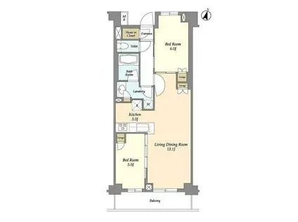 BLESS中野弥生町(2LDK/2階)の間取り写真