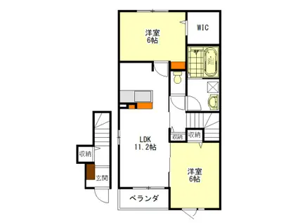 ラ フローナ I・II(2LDK/2階)の間取り写真