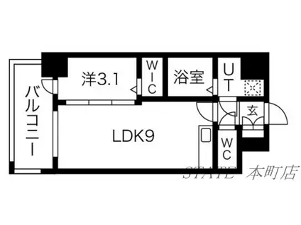 エスグランデ難波グランツ(1LDK/13階)の間取り写真