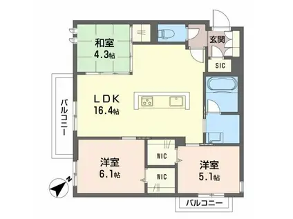LUCE帯山西(3LDK/3階)の間取り写真