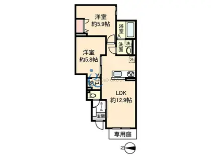 DEMEURE CRECIA II(2LDK/1階)の間取り写真