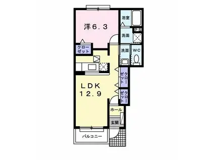アレスト・イーグル C棟(1LDK/1階)の間取り写真
