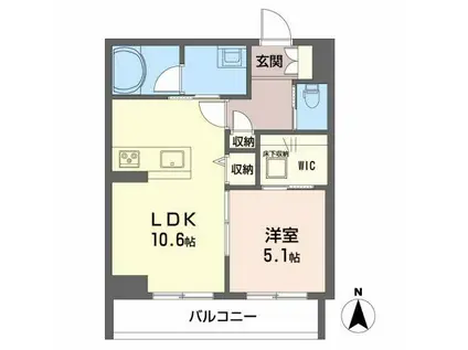 ベレオ久遠の杜(1LDK/1階)の間取り写真