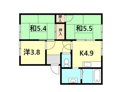 フローラルコート(3K/1階)の間取り写真