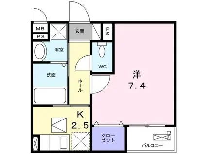 ALHOUSE南城戸(1K/2階)の間取り写真