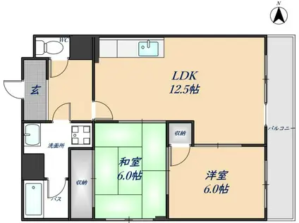 グランドールKITA(2LDK/2階)の間取り写真