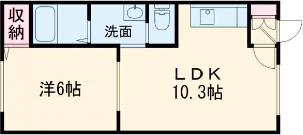 ユニBOX2(1LDK/5階)の間取り写真