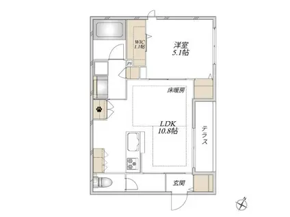 前野町2丁目メゾン(1LDK/1階)の間取り写真