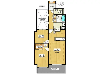 アールブラン新百合ヶ丘(2LDK/4階)の間取り写真