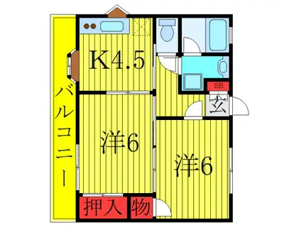 アバンサールプリモA(2K/1階)の間取り写真