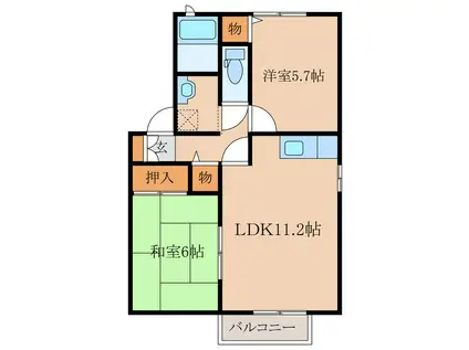 シャルマンドミールB棟(2LDK/2階)の間取り写真
