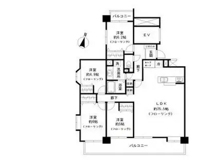 パークシティ水野A棟(4LDK/9階)の間取り写真