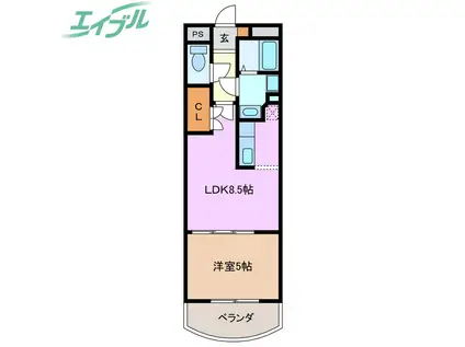 リーヴドムール(1LDK/1階)の間取り写真