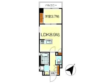 テリア呉本通2011(1LDK/10階)の間取り写真