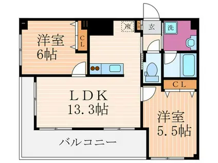 カスタリア壬生(2LDK/7階)の間取り写真