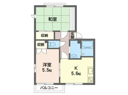 シャトー白根W(2K/2階)の間取り写真