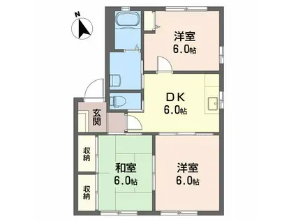 ディアス千原5(3DK/1階)の間取り写真