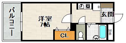 クレール宝塚II(1K/2階)の間取り写真