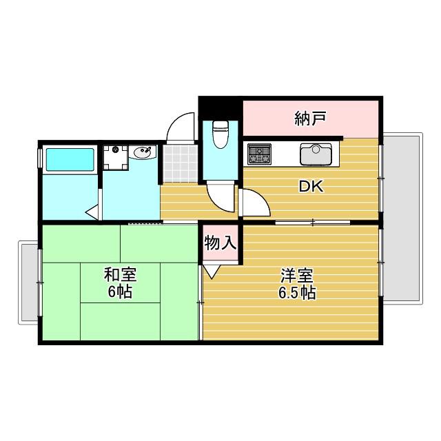 パリス北桜塚(2DK/3階)の間取り写真