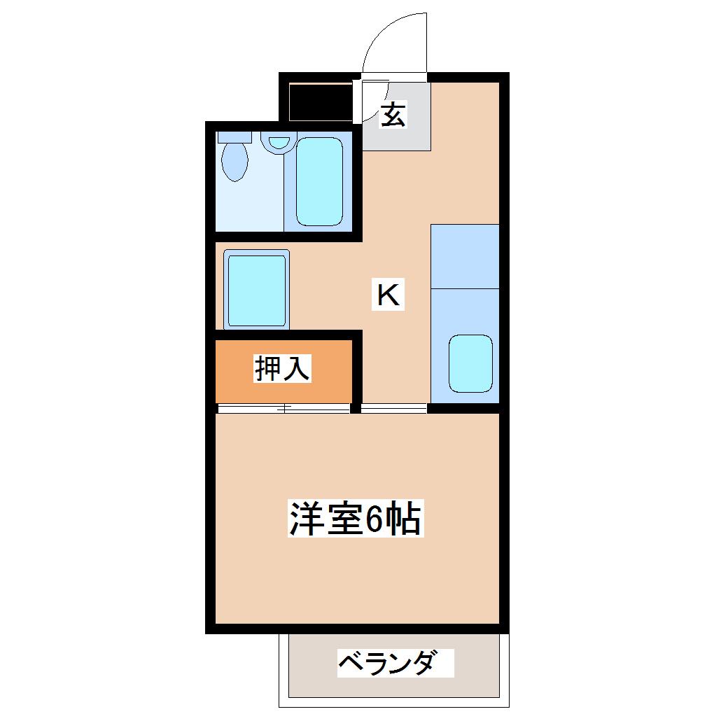 ユミハウス原町(1K/4階)の間取り写真