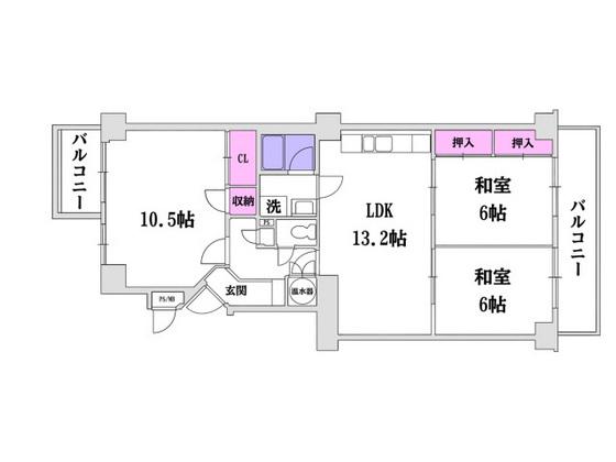 バルミーパーク横川(3LDK/3階)の間取り写真