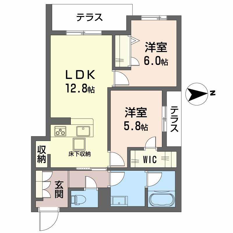 スプレンドーレ新金岡(2LDK/1階)の間取り写真