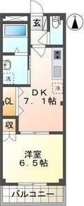 ローズガーデン青山(1DK/1階)の間取り写真