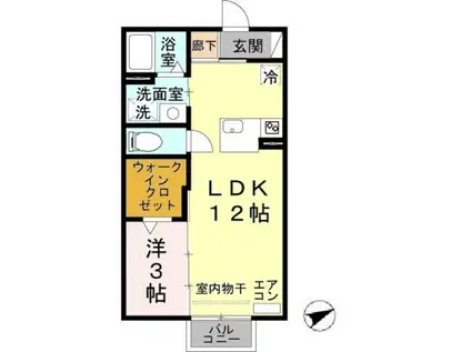 パインズコートII(1LDK/1階)の間取り写真