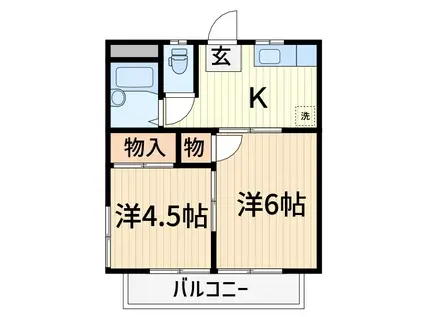 ヤマジンハイツⅢ(2K/2階)の間取り写真