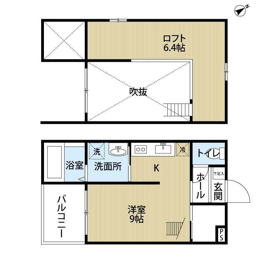 I・ROOM(1K/1階)の間取り写真
